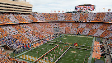 Tennessee Runs Through the T in an orange and white checkered Neyland Stadium on Saturday, September 24, 2022 in Knoxville, Tenn to mark the start of the NCAA college football game against Florida in Knoxville, Tenn.

Utvflorida0924