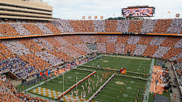 Tennessee Runs Through the T in an orange and white checkered Neyland Stadium on Saturday, September 24, 2022 in Knoxville, Tenn to mark the start of the NCAA college football game against Florida in Knoxville, Tenn.