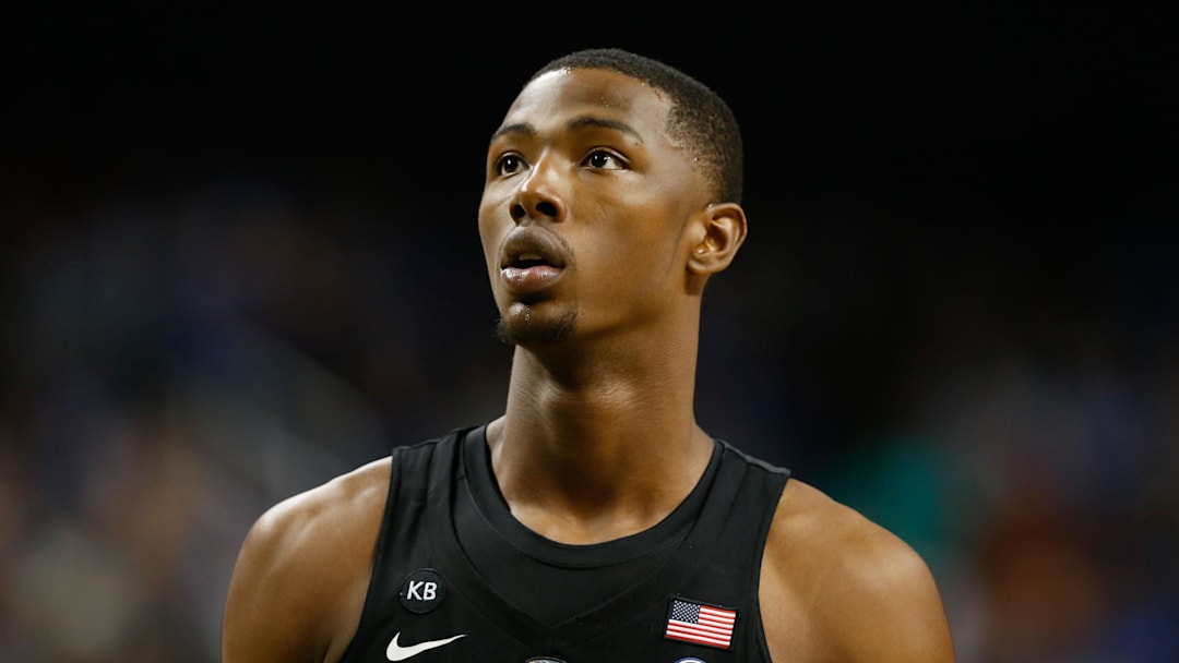 Dec 21, 2016; Greensboro, NC, USA; Duke Blue Devils forward Harry Giles (1) stands on the court in the second half against the Elon Phoenix at Greensboro Coliseum. Duke defeated Elon 72-61. Mandatory Credit: Jeremy Brevard-Imagn Images