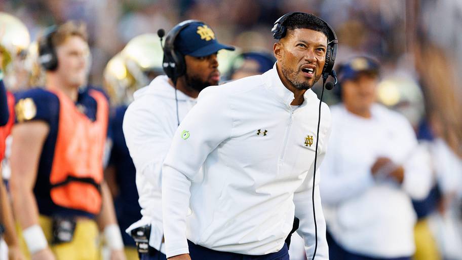 Notre Dame head coach Marcus Freeman