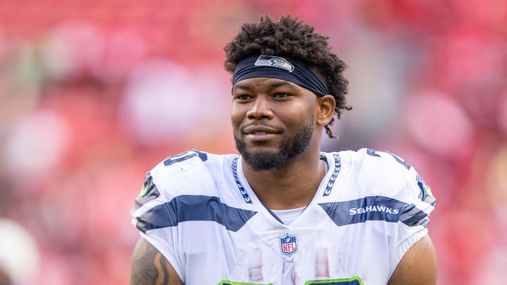 September 18, 2022; Santa Clara, California, USA; Seattle Seahawks running back Rashaad Penny (20) after the game against the San Francisco 49ers at Levi's Stadium. Mandatory Credit: Kyle Terada-USA TODAY Sports