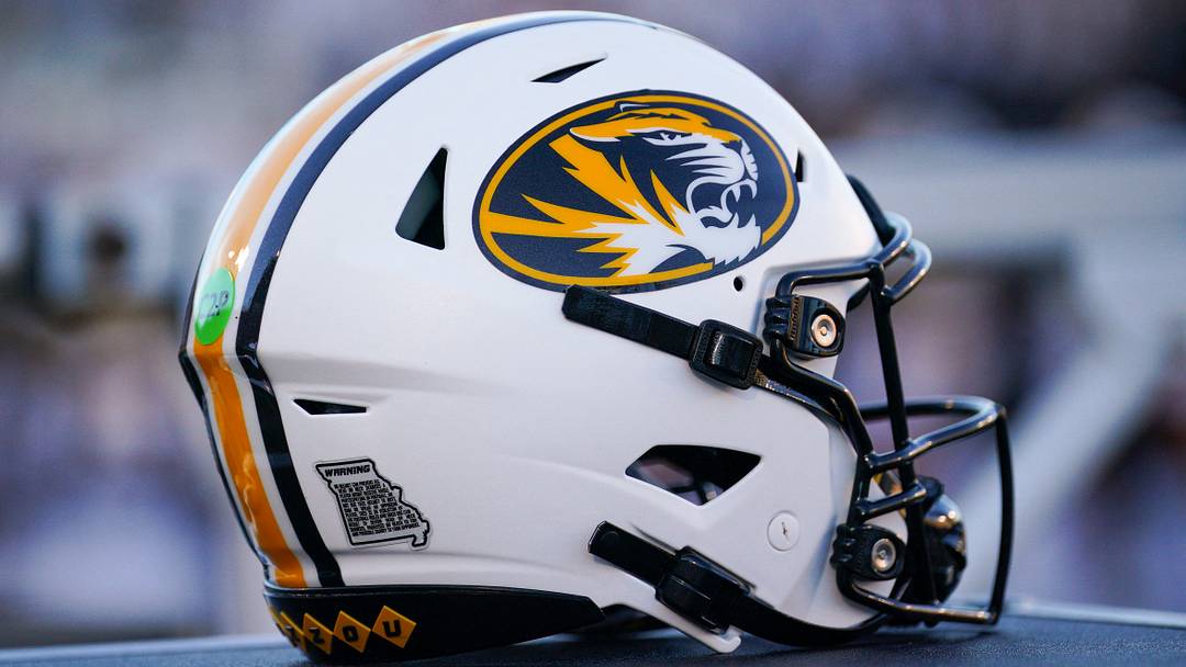 Sep 7, 2024; Columbia, Missouri, USA; A general view of a Missouri Tigers helmet against the Buffalo Bulls during the first half at Faurot Field at Memorial Stadium. Mandatory Credit: Denny Medley-Imagn Images