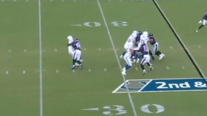 Anthony Richardson was sacked by David Ojabo.