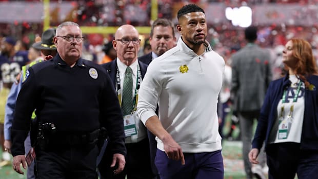 Notre Dame head coach Marcus Freeman after the Irish lost the national championship game to Ohio Stat