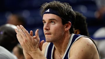 Feb 4, 2025; Colorado Springs, Colorado, USA; Nevada Wolf Pack forward Nick Davidson (11) reacts from the bench in the first half against the Air Force Falcons at Clune Arena. Mandatory Credit: Isaiah J. Downing-Imagn Images