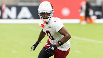 Jul 24, 2025; Glendale, AZ, USA; Arizona Cardinals cornerback Will Johnson (0) during training camp at State Farm Stadium. Mandatory Credit: Mark J. Rebilas-Imagn Images
