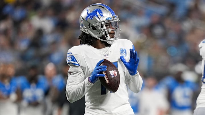 Detroit Lions quarterback Teddy Bridgewater drops back to pass during the second quarter against the Carolina Panthers