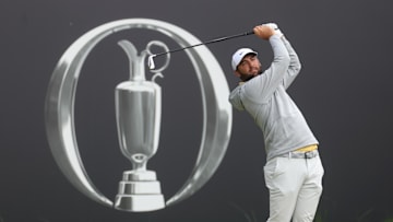 Scottie Scheffler tees off on the first hole during the second round of The 153rd Open Championship.