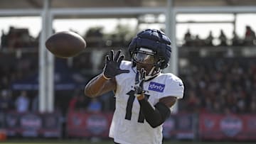Jul 29, 2024; Houston, TX, USA; Houston Texans cornerback Jeff Okudah (11) during training camp at Houston Methodist Training Center. Mandatory Credit: Troy Taormina-Imagn Images