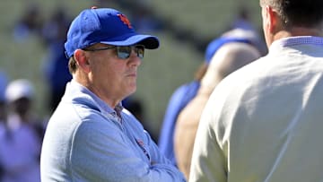 Oct 13, 2024; Los Angeles, California, USA; New York Mets owner Steve Cohen before game one of the NLCS for the 2024 MLB Playoffs at Dodger Stadium. Mandatory Credit: Jayne Kamin-Oncea-Imagn Images