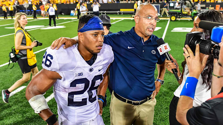 Saquon Barkley became a star at Penn State under James Franklin’s leadership. Saquon Barkley became a star at Penn State under James Franklin’s leadership.