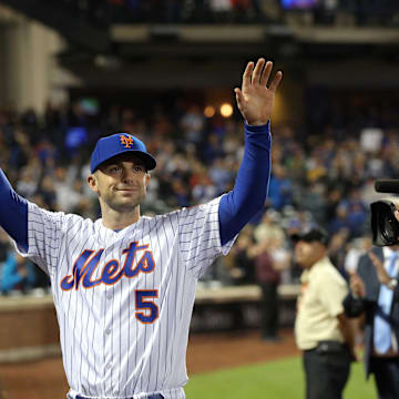 Sep 29, 2018; New York City, NY, USA; New York Mets third baseman David Wright (5) waves to the crowd after a game against the Miami Marlins at Citi Field. Mandatory Credit: Brad Penner-Imagn Images