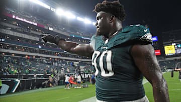 Philadelphia Eagles defensive tackle Jordan Davis (90) against the Dallas Cowboys at Lincoln Financial Field.