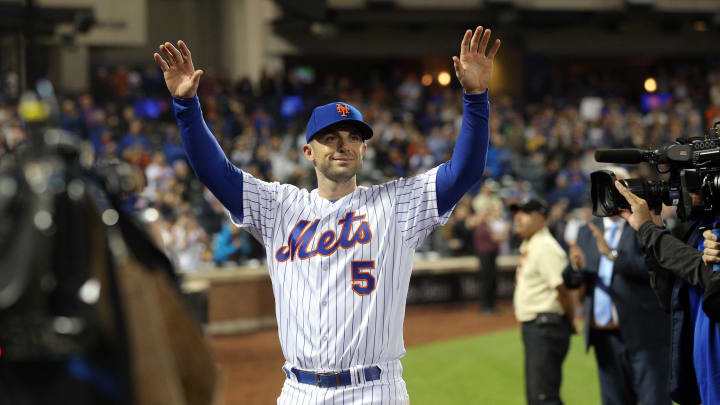 Sep 29, 2018; New York City, NY, USA; New York Mets third baseman David Wright (5) waves to the crowd after a game against the Miami Marlins at Citi Field. Mandatory Credit: Brad Penner-USA TODAY Sports