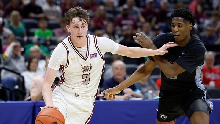 Logan-Rogersville's Chase Branham (3) moves the ball during a Class 4 semifinal game against Vashon, Friday, March 20, 2026, at Mizzou Arena in Columbia, Mo.