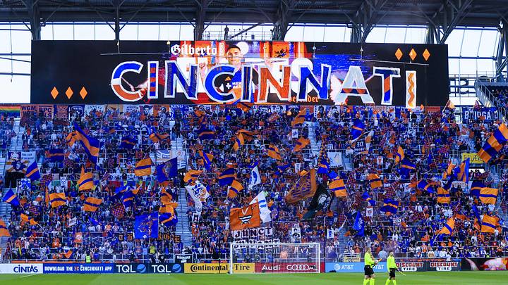 Mar 8, 2026; Cincinnati, Ohio, USA; A general view of tifo before the match between Toronto FC and FC Cincinnati at TQL Stadium. Mandatory Credit: Katie Stratman-Imagn Images