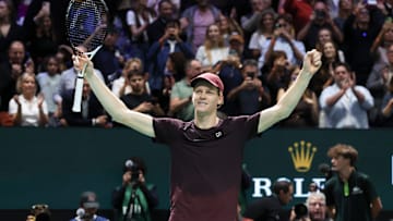 Jannik Sinner after winning the 2025 Rolex Paris Masters.