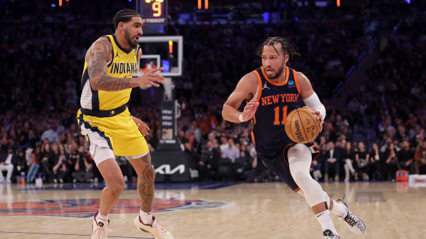 Feb 1, 2024; New York, New York, USA; New York Knicks guard Jalen Brunson (11) drives to the basket