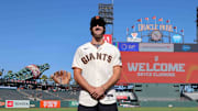 Jul 26, 2023; San Francisco, California, USA; San Francisco Giants 2023 first-round pick Bryce Eldridge before the game against the Oakland Athletics at Oracle Park.