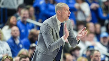 Kentucky men's basketball head coach Mark Pope during the game against No.1 Auburn Saturday afternoon in Lexington, Kentucky March 1, 2025