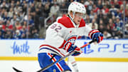 Apr 12, 2025; Toronto, Ontario, CAN;  Montreal Canadiens forward Patrik Laine (92) pursues the play against the Toronto Maple Leafs in the second period at Scotiabank Arena. Mandatory Credit: Dan Hamilton-Imagn Images