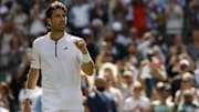 Jul 2, 2025; Wimbledon, United Kingdom; Cameron Norrie (GBR) celebrates after his match against Frances Tiafoe (USA)(not pictured) on day three of The Championships Wimbledon 2025 at All England Lawn Tennis and Croquet Club. Mandatory Credit: Geoff Burke-Imagn Images