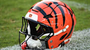 Aug 7, 2025; Philadelphia, Pennsylvania, USA;  Cincinnati Bengals helmet on the field before game against the Philadelphia Eagles at Lincoln Financial Field. Mandatory Credit: Eric Hartline-Imagn Images