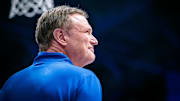Mar 1, 2025; Lawrence, Kansas, USA; Kansas Jayhawks coach Bill Self prior to the game against the Texas Tech Red Raiders at Allen Fieldhouse. Mandatory Credit: William Purnell-Imagn Images