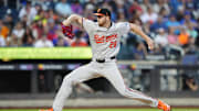New York City, New York, USA; Baltimore Orioles pitcher Trevor Rogers (28) delivers a pitch against the New York Mets during the first inning at Citi Field.