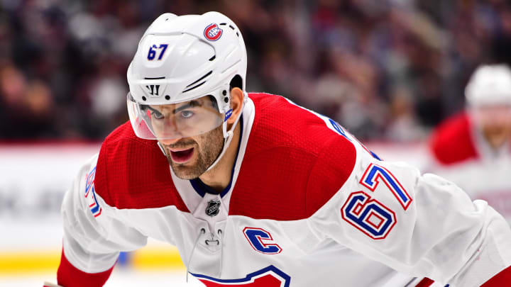 Feb 14, 2018; Denver, CO, USA; Montreal Canadiens left wing Max Pacioretty (67) during the first period against the Colorado Avalanche at the Pepsi Center. Mandatory Credit: Ron Chenoy-USA TODAY Sports