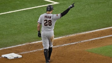 Oct 28, 2023; Arlington, Texas, USA; Arizona Diamondbacks designated hitter Tommy Pham