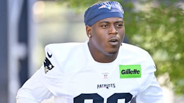 Jul 23, 2025; Foxborough, MA, USA; New England Patriots running back Terrell Jennings (26) walks to the practice field for training camp at Gillette Stadium.