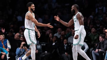 Boston Celtics' Jayson Tatum and Jaylen Brown