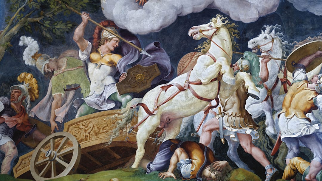 Diomedes Fighting Against Phegeus And Idaios. Creator: Romano