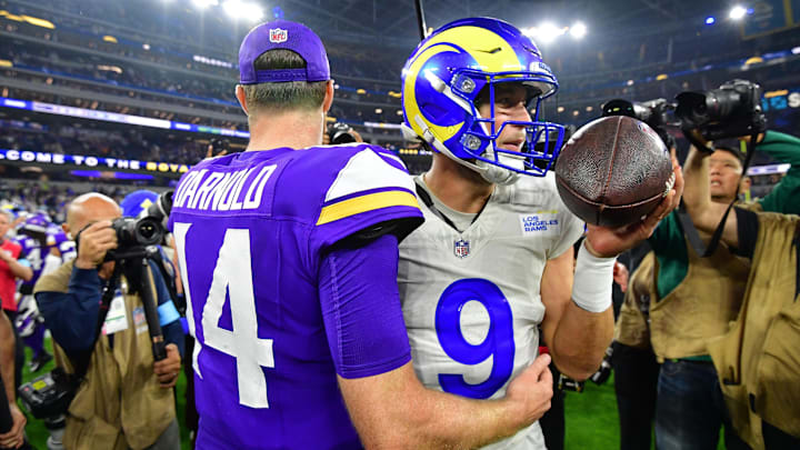 Darnold and Stafford met in October with the Rams taking down the Vikings at SoFi Stadium. Darnold and Stafford met in October with the Rams taking down the Vikings at SoFi Stadium.