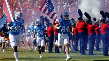 Oct 1, 2022; Oxford, Mississippi, USA; Mississippi Rebels line backer John Porchivina (44) carries