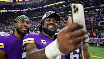 Dec 17, 2022; Minneapolis, Minnesota, USA; Minnesota Vikings running back Dalvin Cook (4) celebrates