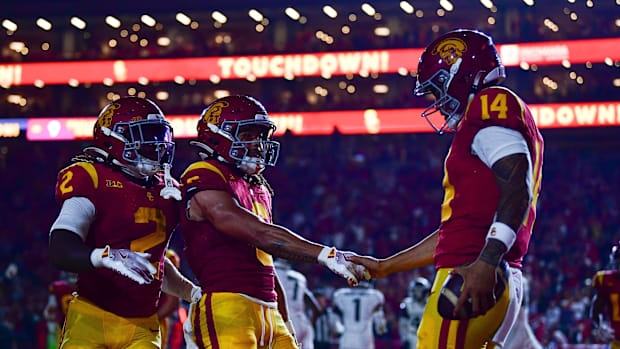 Lincoln Riley USC Trojans Jonas Williams commit High School recruiting touchdown pass Illinois state record Jayden Maiava