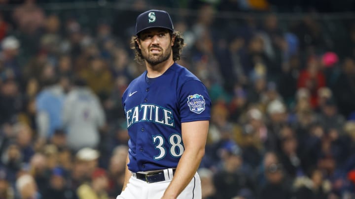 Mar 31, 2023; Seattle, Washington, USA; Seattle Mariners starting pitcher Robbie Ray (38) walks to the dugout following the second inning against the Cleveland Guardians at T-Mobile Park.