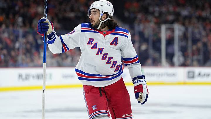 Jan 17, 2026; Philadelphia, Pennsylvania, USA; New York Rangers center Mika Zibanejad (93) reacts after scoring a goal against the Philadelphia Flyers in the first period at Xfinity Mobile Arena. Mandatory Credit: Kyle Ross-Imagn Images Jan 17, 2026; Philadelphia, Pennsylvania, USA; New York Rangers center Mika Zibanejad (93) reacts after scoring a goal against the Philadelphia Flyers in the first period at Xfinity Mobile Arena. Mandatory Credit: Kyle Ross-Imagn Images