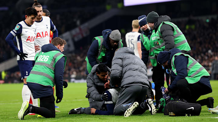 Rodrigo Bentancur received extensive medical treatment in the first half of Tottenham's Carabao Cup semi-final Rodrigo Bentancur received extensive medical treatment in the first half of Tottenham's Carabao Cup semi-final