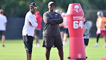 Deion Sanders attended Tampa Bay Buccaneers Training Camp this week to support his son Shilo Sanders.