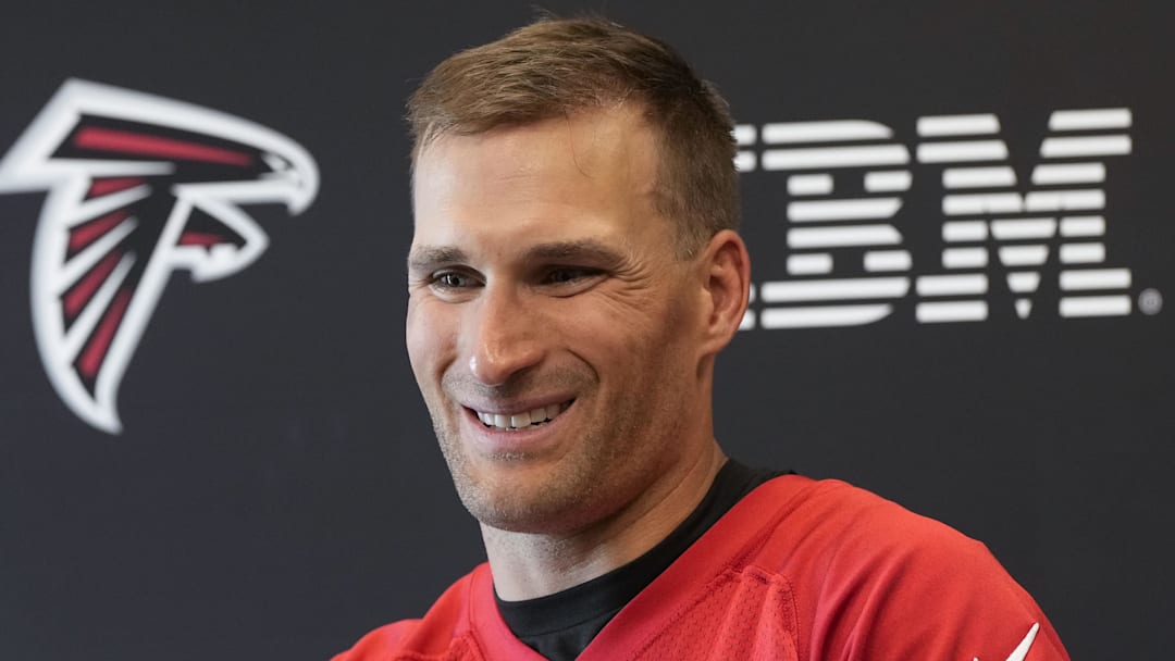 Former Atlanta Falcons quarterback Kirk Cousins is interviewed after Falcons OTA.