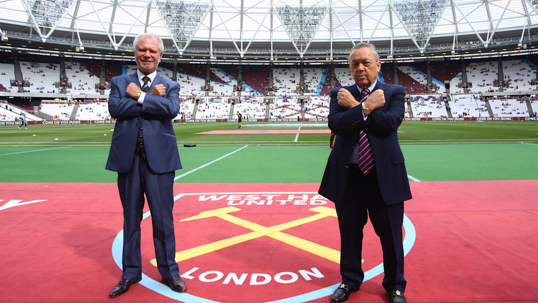 West Ham United owners: the late David Gold (L) and current majority owner David Sullivan moved their team to London Stadium in 2016. 