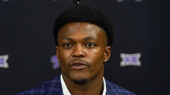 New Seattle Seahawks defensive back Bud Clark speaks with the media