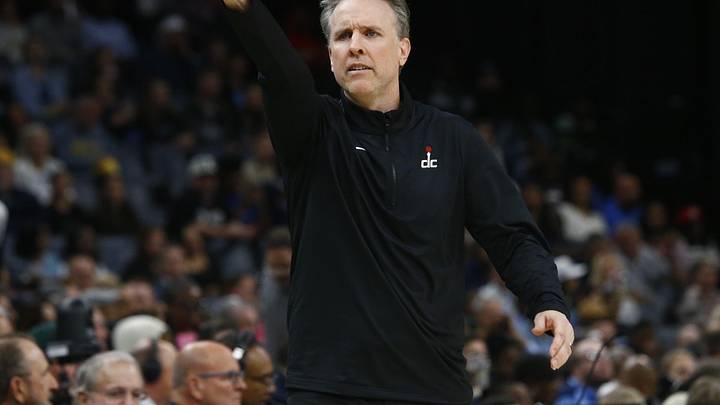 Nov 8, 2024; Memphis, Tennessee, USA; Washington Wizards head coach Brian Keefe gives direction during the first half against the Memphis Grizzlies at FedExForum. Mandatory Credit: Petre Thomas-Imagn Images