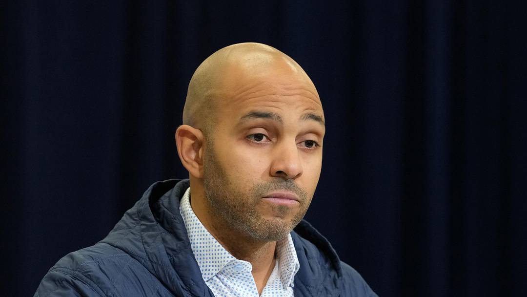 Feb 24, 2026; Indianapolis, IN, USA; Atlanta Falcons general manager Ian Cunningham speaks at the NFL Scouting Combine at the Indiana Convention Center. Mandatory Credit: Kirby Lee-Imagn Images