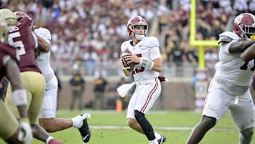 Clemson Tigers quarterback Chris Denson looks to pass the ball against the Florida State Seminoles during the second half