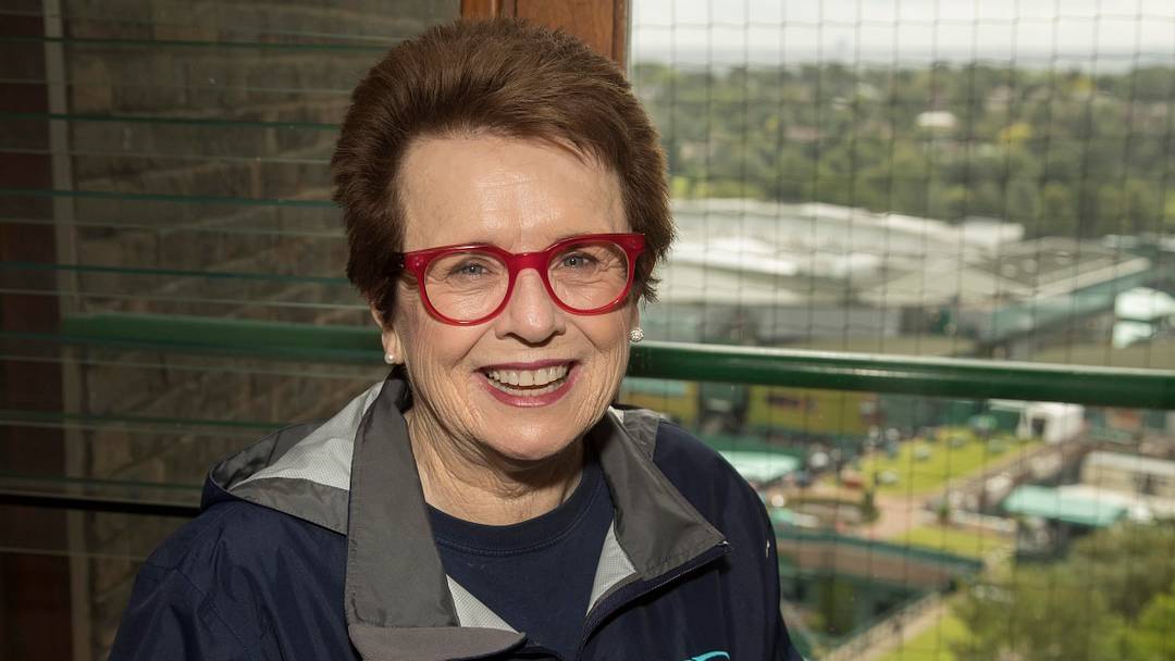 Jun 29, 2016; London, United Kingdom; Billie Jean King at her apartment on day three of the 2016 The Championships Wimbledon. Mandatory Credit: Susan Mullane-USA TODAY Sports