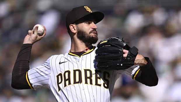 Dylan Cease of San Diego Padres throws pitch against Chicago Cubs Dylan Cease of San Diego Padres throws pitch against Chicago Cubs